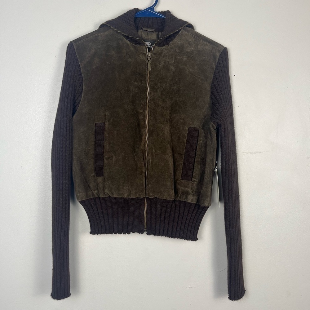 New Vintage 90s Rampage Brown Suede Leather Zip Up Jacket size medium